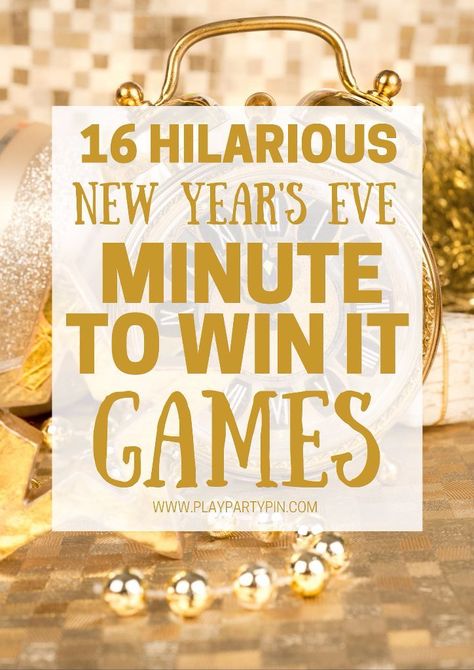 16 hilarious minute to win it games that are perfect for a New Year's Eve party! Tons of great New Year's Eve party games including some of the best New Year's Eve games I've ever seen. I can't wait to try #12! Nye Games, New Year's Eve Activities, Wedding Party Games, Kids New Years Eve, New Years Eve Games, New Years Eve Day, New Years Eve Food, Eve Game, New Year's Games