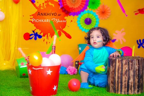 Holi Theme Baby Photoshoot, Photoshoot Setup Ideas, Baby Photoshoot Background, Holi Photography, Holi Photoshoot, Photoshoot Setup, Holi Theme, Kids Photographer