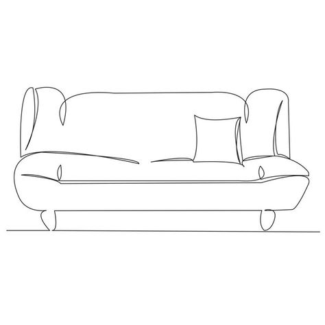 Trendy Illustration, Sofa Interior, Furniture Sketch, Retro Interior Design, Minimalist Icons, Single Line Drawing, Continuous Line Drawing, Interior Home Design, Design Room