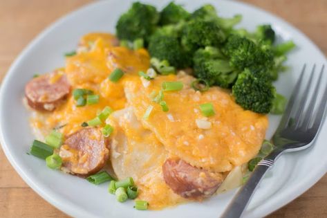 Crockpot Kielbasa and Pierogi Casserole Recipe - The Kitchen Wife Crockpot Kielbasa, Turkey Kielbasa, Pierogi Casserole, Crockpot Cooking, Easy Comfort Food, Kielbasa, Top Recipes, Group Meals, Casserole Recipe