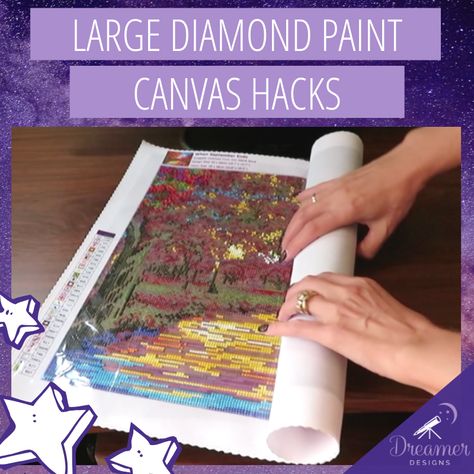 Large Diamond Paint Canvas Hacks - Dreamer Designs Diamond Bead Art, Diamond Dotz Kits, Diamond Painting Accessories, Diamond Painting Hacks, Canvas Hacks, Diamond Art Projects, Cartoon Bunnies, 5d Painting, Diamond Doodle