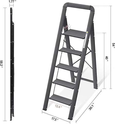 KINGRACK Aluminium 4 Step Ladder, Lightweight Step Stool with Non-Slip Pedals, Handrail, Foldable Step Ladder for Kitchen, Garage, Home, Space Saving, Sturdy and Portable, Silver - Amazon.com Ladder For Kitchen, Kitchen Garage, Home Space, Step Ladder, Step Stool, Space Saving, Garage, Silver, Quick Saves