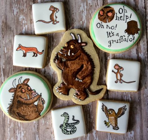 Gruffalo cookies Cookies by Courtney Gruffalo Cookies, Gruffalo Biscuits, Gruffalo Food Ideas, Gruffalo Gifts, The Gruffalo Characters, Gruffalo Story Sack, Gruffalo Party, The Gruffalo, Best Party Food