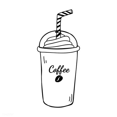 Mocha frappe coffee shop icon vector | free image by rawpixel.com / filmful Frappe Drawing, Frappe Coffee, Coffee Line, Coffee Doodle, Magic Beans, Coffee Shake, Mocha Frappe, Coffee Icon, Coffee Tattoos