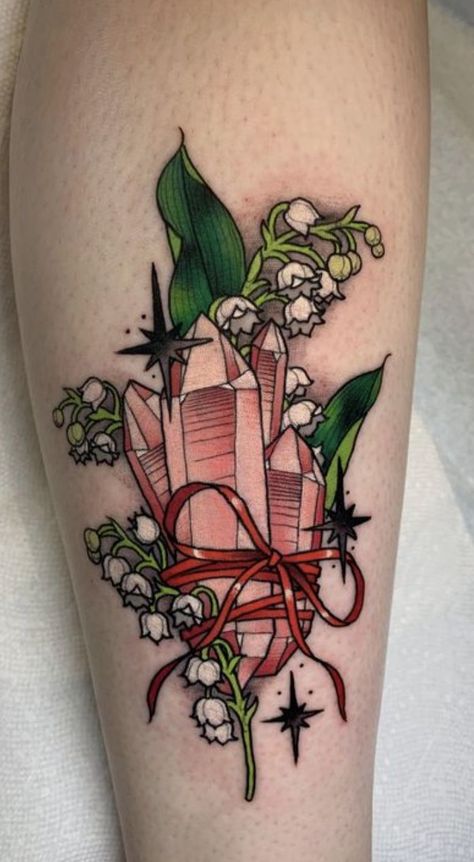 Crone Tattoo, Lily Of The Valley Tattoos, Lily Of The Valley Tattoo, Native American Tattoo Designs, Valley Tattoo, Secret Tattoo, Nouveau Tattoo, Jewel Tattoo, Crystal Tattoo