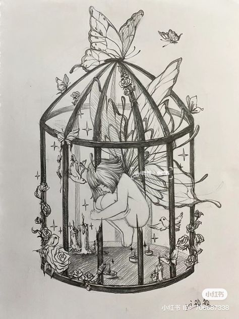 Fairy Ink Drawing, Fantasy Artist Drawing, Fairies Artwork Sketch, Drawing Inspiration Sketch, Fantasy Aesthetic Drawing, Fairycore Drawing Ideas, Faries Drawings Sketches, Fairy Drawing Sketches, Fairy Art Drawing Sketches Beautiful