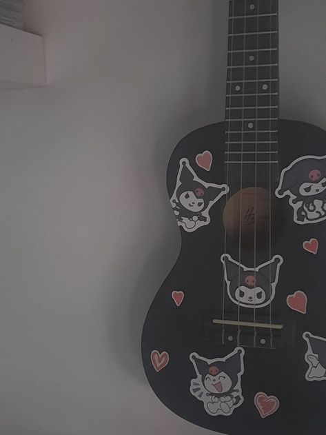 sanrio kuromi ukulele guitar white dark pink goth y2k indie indiekid hellokitty mymelody kids kidcore saturation music aesthetic Pink Goth Aesthetic, Dark Y2k, Goth Core, Pink Goth, Dark Home Decor, Goth Y2k, Dark Home, Y2k Clothes, Goth Aesthetic