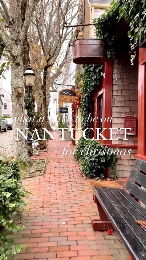 greyladygirl on Instagram: a little taste of nantucket at Christmas time 🎄 #nantucket #cozychristmas #christmasdecor #ack Christmas In Nantucket, Nantucket Christmas, Nantucket Aesthetic, Tiny House Village, Cedar Shakes, White Picket Fence, Christmas Things, Red Bricks, Gated Community