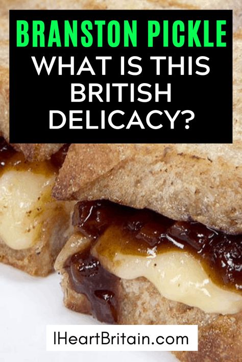 What's a Cheese & Pickle Sandwich? An Intro to Branston Pickle.   I love cheese and branston pickle sandwiches.  I get my Branston Pickle online. Cheese Pickle Sandwich, Cheese And Pickle Sandwich, Traditional English Food, Pickle Sandwich, Branston Pickle, British Cooking, British Dishes, Homemade Pickles, Tasty Vegetarian Recipes