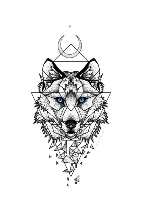 Geometric Wolf Tattoo Men, Wolf Geometric Tattoo Design, Wolf Tattoo Outline, Tato Wolf, Wolf Mandala Tattoo, Geometric Compass Tattoo, Tatuaje Trash Polka, Geometric Wolf Tattoo, Geometric Line Tattoo