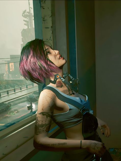 Cyberpunk Judy Alvarez, Cyberpunk 2077 Pfp, Pfp Cyberpunk, Cyberpunk 2077 Judy Alvarez, Judy Cyberpunk, Cyberpunk Women, Judy Alvarez, Pyramid Song, Green Hair Girl