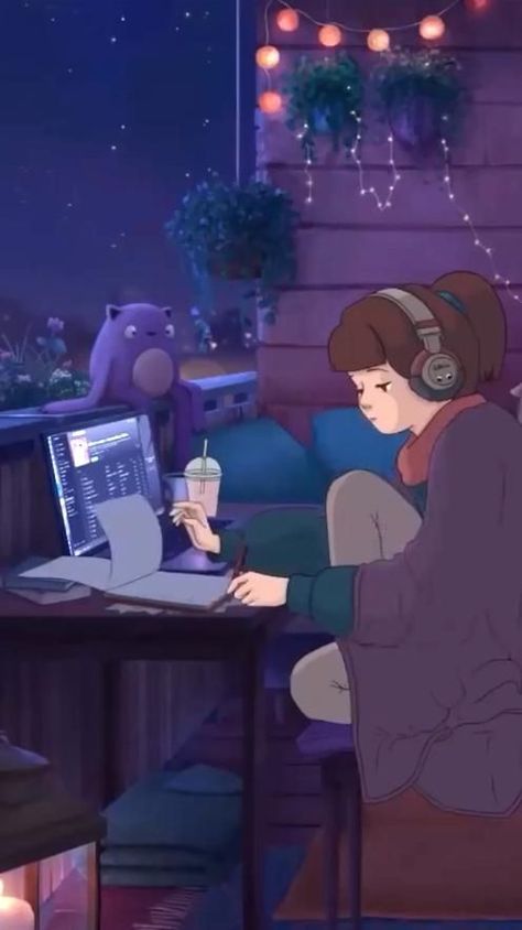 Lofi Sleep Aesthetic, Sleeping In School Aesthetic, Lofi Aesthetic Study, Lofi Study Aesthetic, Study Aesthetic Video, Aesthetic Terrace, Study Sleeping, Sleeping Video, Lofi Video