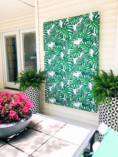 We have a large wall by our backyard patio for which we need large wall art. And, I mean LARGE! Last week, I gave our front porch swing a mini-makeover. We are loving our new front porch sanctuary and are now turning attention to the back patio. Time to add some “zing!” to the back as we did to the front. (See last week’s porch swing makeover here.) “Zing” often comes in the form of wall art. From our pre-kitchen renovation, we have a large wall canvas t… Pottery Barn Wall Art, New Front Porch, Scrap Wood Art, Large Wall Canvas, Front Porch Swing, Barn Wall Art, Patio Table Set, Plain Canvas, Mini Makeover