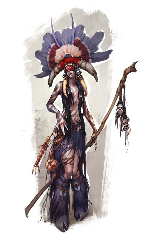 ArtStation - Character design SHAMAN, Ola Karambola Starodubtseva Concept Art Character, Character Inspo, Game Inspiration, Fantasy Inspiration, Dark Fantasy Art, Fantasy Character Design, Headdress, Character Design Inspiration, Character Concept