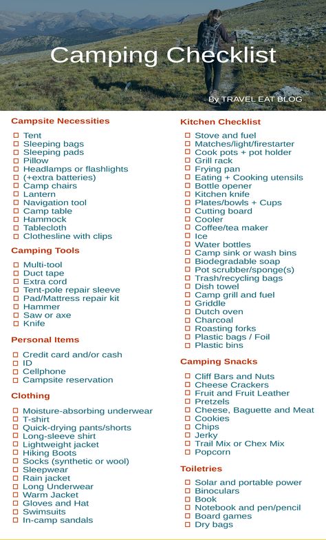 Camping List Packing, Camping List Packing Checklist, Camping Sink, First Camping Trip, Camping Snacks, Camping Packing List, Camping List, Camping Grill, Camping Stuff