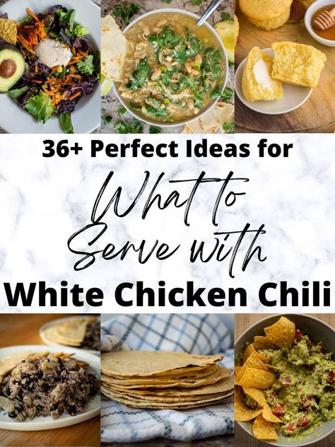 White Chicken Chile, Healthy Sides For Chicken, Chili Side Dishes, White Chicken Chili Soup, Chili Sides, White Chicken Chilli, White Chicken Chili Recipe Crockpot, Chicken Chili Soup, White Chicken Chili Healthy