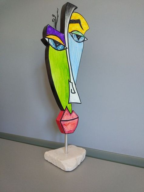 Tiki Art, Abstract Face Art, Paper Mache Sculpture, Picasso Art, Cardboard Art, Unusual Art, Tableau Art, Fused Glass Art, Art Painting Acrylic