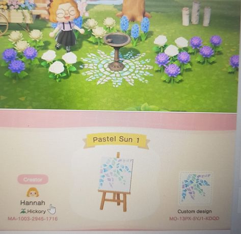 Animal Crossing New Horizons design code Animal Crossing Garden Path Codes, Spring Animal Crossing Codes, Animal Crossing Garden Path, Tropicore Animal Crossing Codes, Animal Crossing Design Codes Fairycore, Animal Crossing Garden Codes, Animal Crossing Pathways Design, Animal Crossing Custom Design Paths, Animal Crossing Fairycore Codes