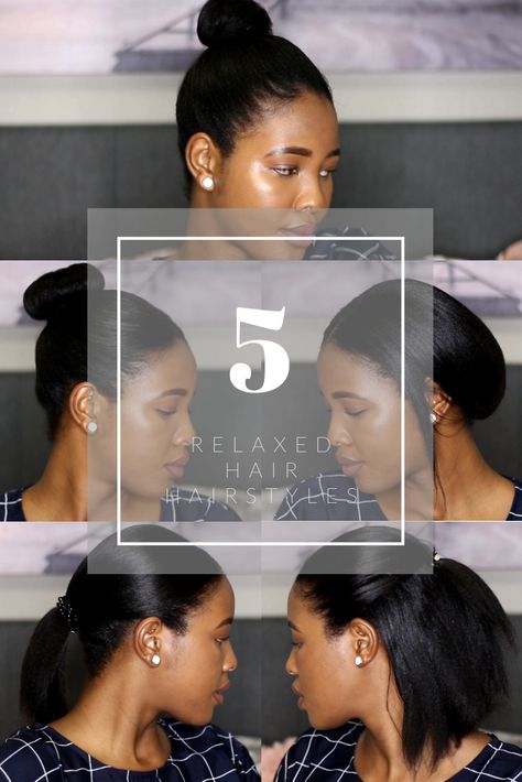 5 easy hairstyles for relaxed hair. I created these Relaxed hairstyles on my medium length relaxed hair. This hairstyle is suitable for black girls and black women. Permed Hairstyles Medium Black Women, Styles For Relaxed Black Hair, Updos For Relaxed Black Hair, Relax Hair Styles For Black Women, Low Maintence Hairstyles For Black Women, Medium Length Hair For Black Women, Hairstyles For Black Women Relaxed Hair, Hairstyles For Black Women Medium Length, Relaxed Hair Hairstyles Medium Updos