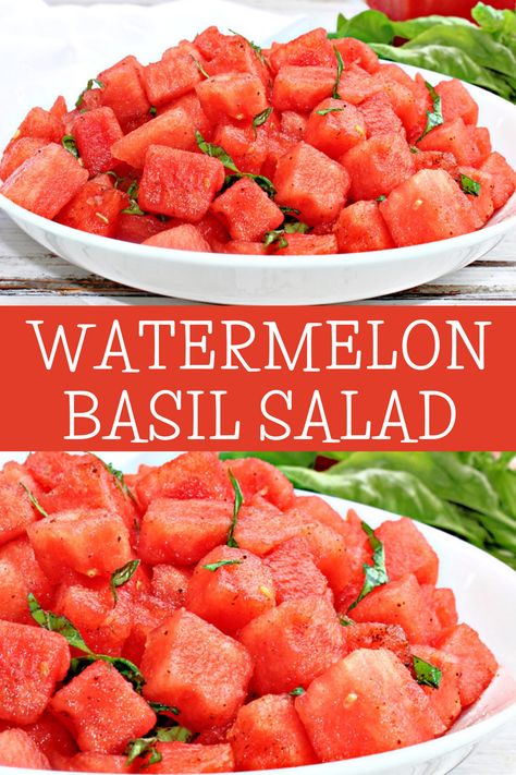 Watermelon Basil Salad, Healthy Breakfast Alternatives, Fresh Basil Recipes, Watermelon Basil, Basil Salad, Basil Recipes, Lemon Salt, Vegan Salad Recipes, Easy Summer Meals