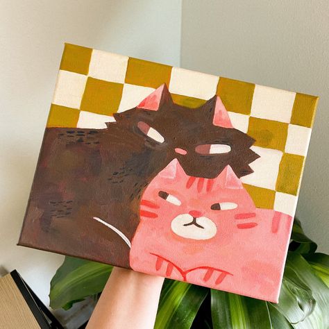 Arte Doodle, Seni Vintage, 디즈니 캐릭터, Cute Canvas Paintings, Hemma Diy, Canvas Painting Designs, Cute Paintings, Seni Cat Air, Small Canvas Art