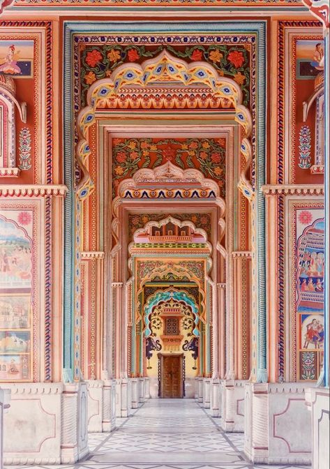 Aesthetic Indian Background, Jaipur Wall Art, Indian Inspired Art, Jaipur Background, India Art Patterns, Indian Architecture Painting, Indian Architecture Aesthetic, Mughal Aesthetic, Jaipur Wallpaper