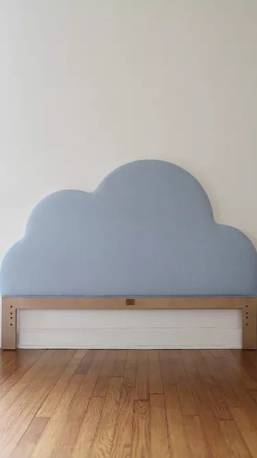 Danish Pastel Headboard, Bed Headboard Kid, Diy Sherpa Headboard, Fun Kids Headboards, Diy Cloud Headboard, Headboard Ideas On Wall, Mock Headboard Ideas, Diy Twin Headboard For Girls Kids, Diy Funky Headboard