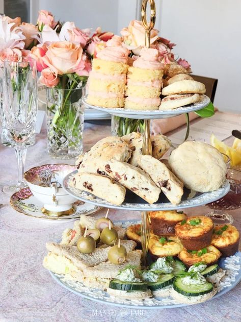 How to Host a Tea Party - The Essential Guide for Tea-Lovers - Mantel and Table Tea Service Ideas, Tea Party Table Scape, Tea Party Food Table Display, High Tea Table Setting Ideas, Evening Tea Party, Fall Tea Party, Afternoon Tea Table Setting, Tea Party Tablescape, Host A Tea Party