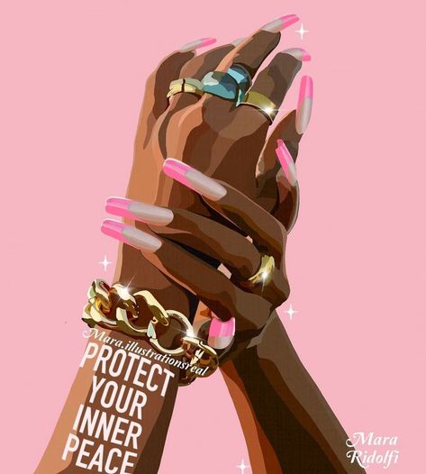 Pink And Black Artwork, Melanin Art Pink, Blackgirl Aesthetics Wallpaper, Pink Aesthetic Black Women, Pink And Brown Aesthetic Wallpaper, Nail Art Illustration, Dope Girl Art, Black Art Aesthetic, Black Woman Aesthetic Wallpaper