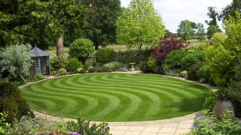 Circular Garden Design, Circular Lawn, Lawn Striping, Fall Lawn Care, Fall Lawn, Lawn Design, Grass Pattern, Back Garden Design, Gardening Trends