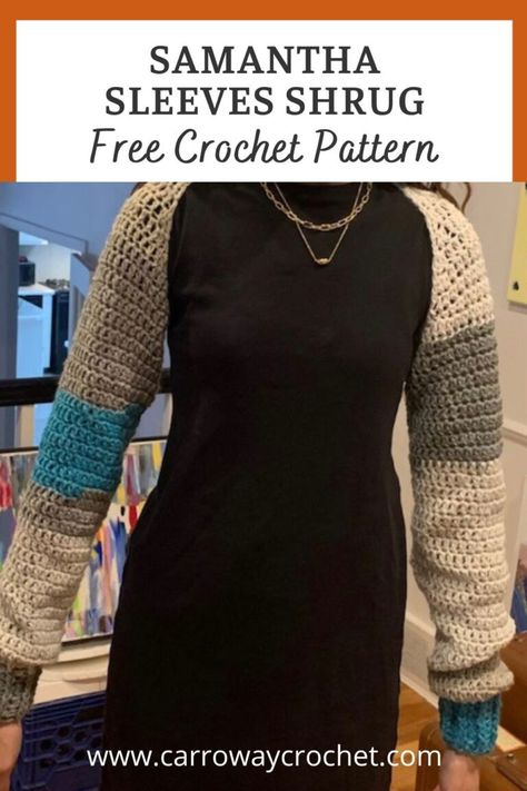 Crochet Crop Shrug Pattern Free, Crochet Sleeve Shrug, Crochet Sleeves Pattern Free, Carroway Crochet, Crochet Shrug Pattern Free, Bulky Sweater, Crochet Arm Warmers, Shrug Crochet, Crochet Bolero Pattern