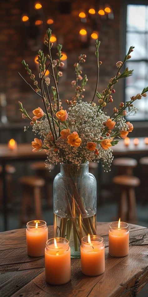 Whimsical Flower Arrangements, Boho Floral Arrangements, Flower Crown Ideas, Orange Brown Color, Crown Ideas, Diy Flower Crown, Candle Glow, Diy Boho, Rainbow Bright