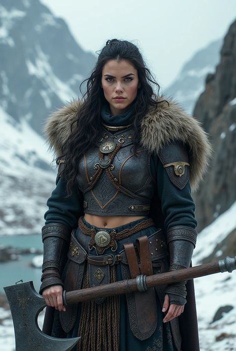 Chat make a nordic warrior (Woman) with black curly hair muscular woman holding - SeaArt AI Nordic Warrior Woman, Nordic Warrior, Viking Warrior Woman, Muscular Woman, Fantasy Ideas, Beauty Formulas, Epic Characters, Viking Women, Viking Woman