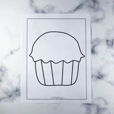 Free Printable Cupcake Template {free instant PDF download} Muffin Template, Tempura Paint, Cupcake Template, Puffy Paint, Templates Printable Free, Tempura, Templates Free, Coloring Page, Pdf Download