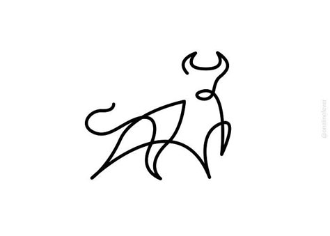 One Line Bull Jellybean Tattoo, Europe Tattoos, One Line Animals, Private Property Signs, Dandelion Drawing, Bear Logo Design, Bull Tattoo, Country Tattoos, Taurus Tattoos