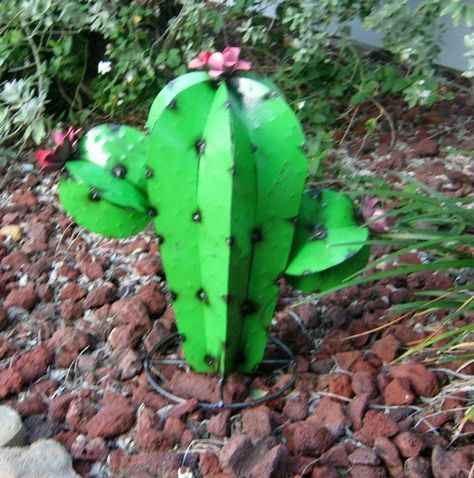 Made in Mexico from sheet metal, this small yard art chubby Saguaro cactus sculpture measures 15" tall x 15" wide x 8" front to back. This item is handmade and is meant to look rustic. There will be exposed welds and likely some scratches in the paint and may be some spots of light surface rust.  See my other listings for many more metal art sculptures and other home decor items. Check out my other items! Sheet Metal Yard Art, Flowers Sculpture, Cactus Sculpture, Outdoor Ornaments, Statues For Sale, Metal Yard Art, Saguaro Cactus, Small Yard, Metal Art Sculpture