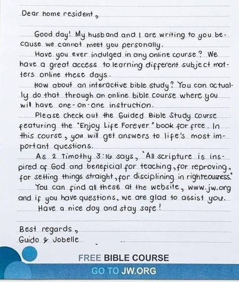 Jw Bible Study Letter, Jw Letter Writing Samples Bible Study, Jw Letter Writing Samples, Jw Family Worship Ideas Kids, Jw Letters, English Letter Writing, Jw Service, Letter Writing Examples, Letter Writing Samples