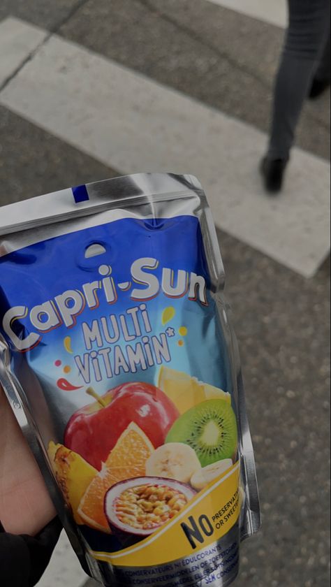 Capri Sun Aesthetic, Caprisun Aesthetic, Sun Aesthetic, Girl Routine, Candy Drinks, Capri Sun, Multivitamin, Vitamins, Capri