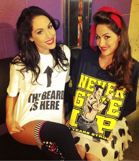 daniel bryan & john cena's bella twinnies...cute John Cena Nikki Bella, John Cena And Nikki, Total Diva, Wwe Total Divas, Wwe Women's Division, Nikki And Brie Bella, Daniel Bryan, Brie Bella, Wrestling Divas