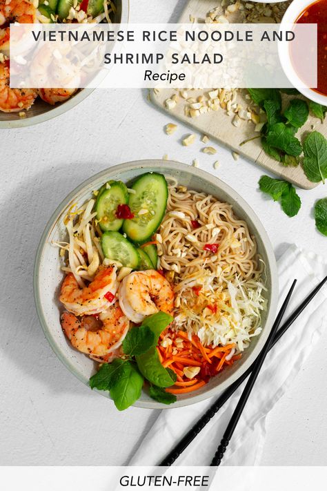 A bowl of Vietnamese Rice Noodle and Shrimp Salad is just what you need🍜⁠
⁠
This dish is simple but packs a lot of yummy Vietnamese flavors! We used Gloryland Brown Rice Noodles for the base!⁠ Shrimp Rice Noodle Bowl, Vietnamese Rice Noodle Bowl, Shrimp Rice Noodles, Rice Noodle Bowl, Brown Rice Noodles, Salad Gluten Free, Salad Recipes Gluten Free, Dairy Free Appetizers, Dairy Free Salads