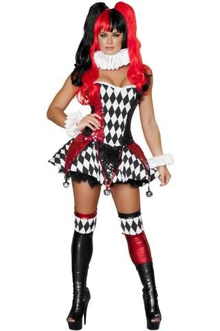 Sexy Costumes for Women | Huge Collection of Sexy Halloween Just In | SEXYSHOES.COM Harley Quinn Fancy Dress, Jester Outfit, Harlequin Costume, Clown Halloween Costumes, Jester Costume, Harley Quinn Halloween, Halloween Costume Store, Clown Clothes, Court Jester