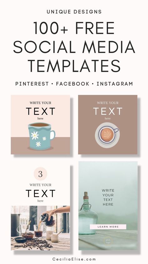 Free Social Media Templates, Social Media Poster, Instagram Engagement, Pinterest Templates, Free Social Media, Canva Tutorial, Template Instagram, Marketing Template, Social Media Templates