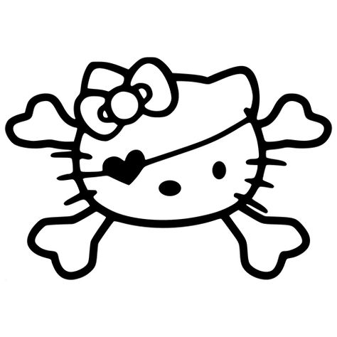 Hello Kitty Jolly Roger Die Cut Vinyl Decal PV917 for Windows, Vehicle Windows, Vehicle Body Surfaces or just about any surface that is smooth and clean! Hello Kitty Skull And Cross Bones, Hello Kitty Pirate, Hello Kitty Gangster, Gangster Hello Kitty, Hello Kitty Skull, Goth Hello Kitty, Scene Stickers, Hello Kitty Svg, Hello Kitty Stickers