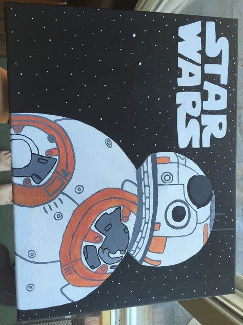 Easy Star Wars Painting Ideas, Star Wars Painting For Boyfriend, Starwars Painting Acrylic, Star Wars Acrylic Painting Easy, Star Wars Painting Ideas On Canvas, Yoda Canvas Painting, Simple Star Wars Painting, Starwars Canvas Painting, R2d2 Painting