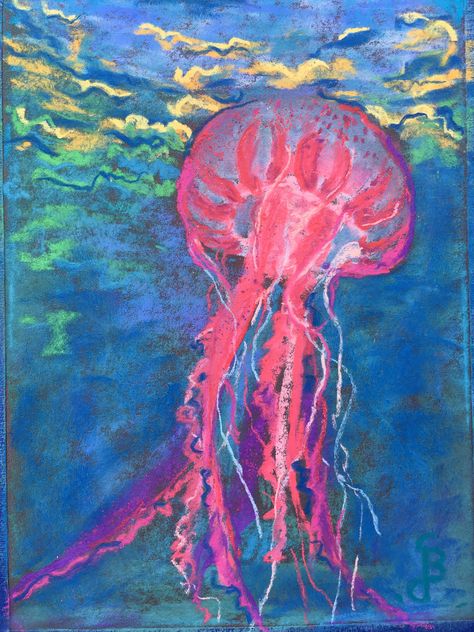 ‘Meduse’  5x7 pastel painting  Matted and framed 8x10 Jellyfish Jelly Fish Oil Pastel Art, Oil Pastel Jellyfish, Jellyfish Oil Pastel, Pastel Graphic, Watercolor Jellyfish, Self Taught Artist, Jellyfish Drawing, Jellyfish Painting, Jellyfish Art