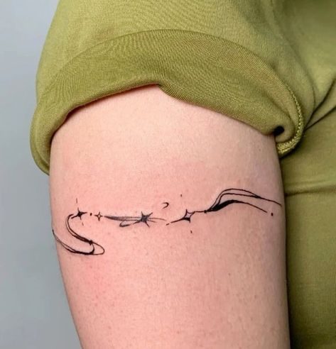 Open Chest Tattoo, Flowy Tattoo, Thigh Band Tattoo, Best Leg Tattoos, Stars Tattoo, Cute Tiny Tattoos, Arm Band Tattoo, 1 Tattoo, Discreet Tattoos