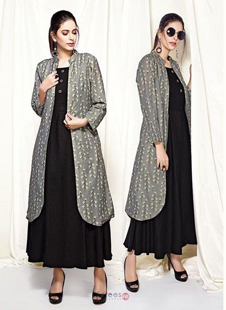 Best 11 Latest Kurta with Shrug for Women 2019 Round Kurti, Kurti With Shrug, Shrug For Women, Jacket Style Kurti, Shrug Style, Kurti With Jacket, Red Kurti, Grey Shrug, Fat Ladies