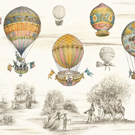 Balloon Race, Crown Paints, Dallas Interior Design, Hot Air Balloon Nursery, Vintage Hot Air Balloon, Historical Design, Nature Color Palette, Graham & Brown, Moon Painting