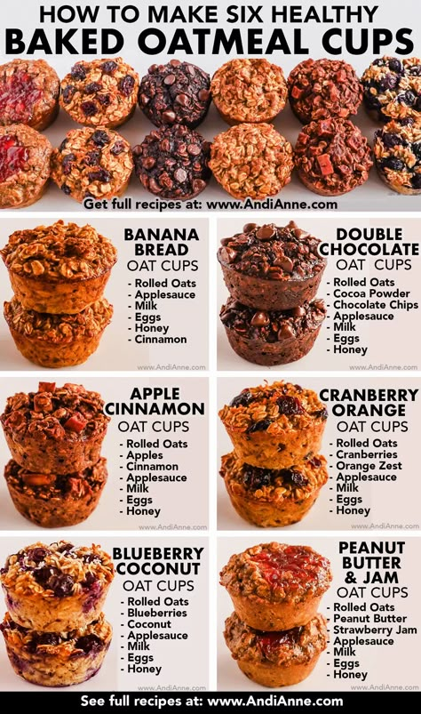 Oatmeal Breakfast Cups, Healthy Baked Oatmeal, Coconut Blueberry, Best Overnight Oats Recipe, Oat Recipes Healthy, Baked Oatmeal Cups, Overnight Oats Recipe Healthy, Breakfast Cookies Healthy, Healthy Protein Snacks