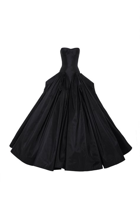 Taffeta Strapless Gown by ZAC POSEN for Preorder on Moda Operandi Black Gown Prom, Gown Moda Operandi, Black Gowns, Corset Fashion Outfits, Mode Emo, Gala Outfit, Effortlessly Chic Outfits, Strapless Gown, Black Gown